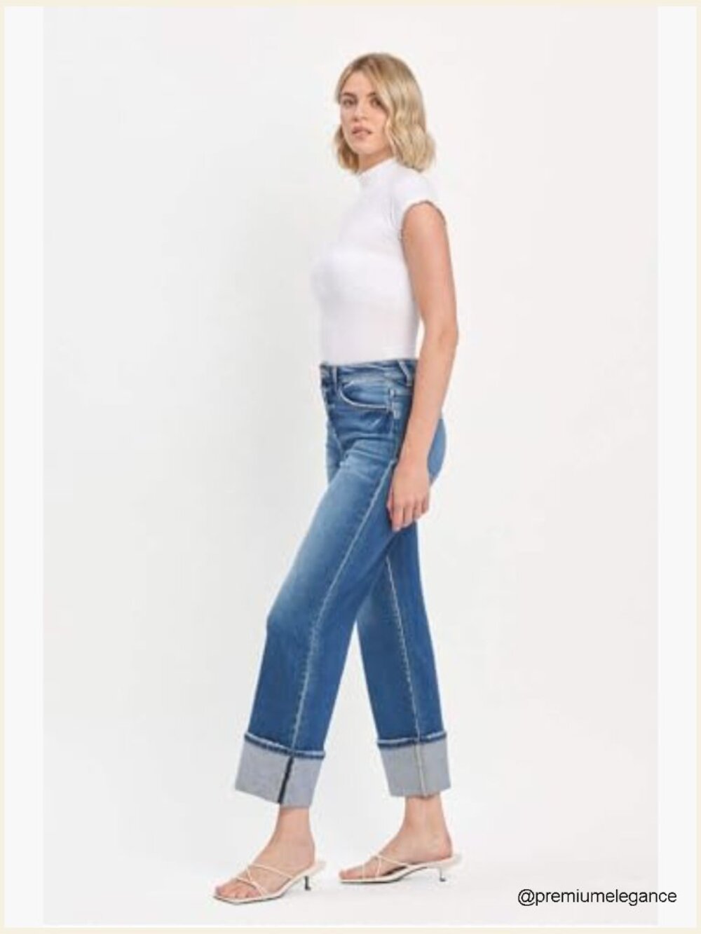 Super High Rise Flare Jeans 28" Inseam Vintage 90s Stretch Denim - Picture 5 of 6